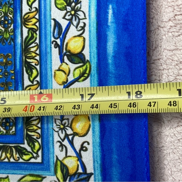 Vintage Brighton Silk 18” Square Women’s Scarf Blue/Yellow Lemon Italian Med - Picture 7 of 8